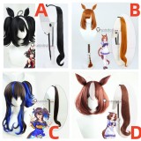 Uma Musume Pretty Derby Kitasan Black Ikuno Dictus Daitaku Helios Meisho Doto Brown Orange Black Cosplay Wigs