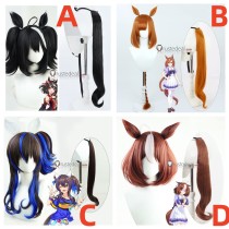 Uma Musume Pretty Derby Kitasan Black Ikuno Dictus Daitaku Helios Meisho Doto Brown Orange Black Cosplay Wigs