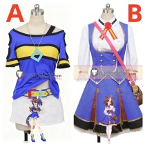 Uma Musume Pretty Derby The Decisive Daitaku Helios Meisho Doto Blue Cosplay Costume