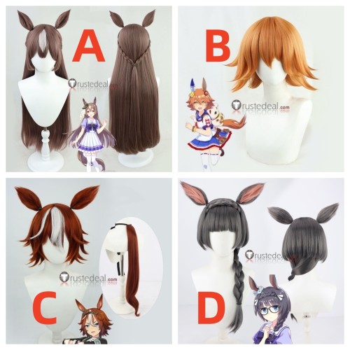 Uma Musume Pretty Derby Satono Diamond Matikanefukukitaru Bamboo Memory Zenno Rob Roy Brown Orange Grey Cosplay Wigs