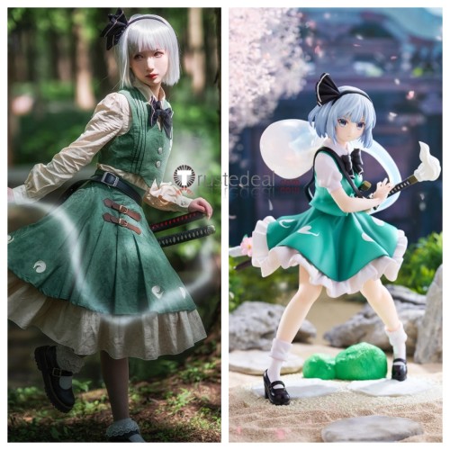 Touhou Project Konpaku Youmu Green Outfit Cosplay Costume 2