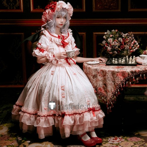 Touhou Project Remilia Scarlet Lolita Pink Dress Cosplay Costume 2