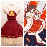Touhou Project Reimu Hakurei Witch Red White Lolita Dress Cosplay Costume 2