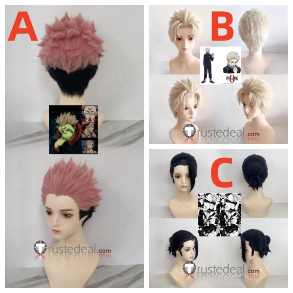 Jujutsu Kaisen Ryomen Sukuna Toge Inumaki Suguru Geto Pink Beige Black Styled Cosplay Wig