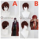 Library Of Ruina Lowell Brown Red Styled Cosplay Wig
