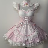 Re Zero Kara Hajimeru Isekai Seikatsu Twins Rem Ram Pink Maid Lolita Cosplay Costume