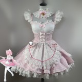 Re Zero Kara Hajimeru Isekai Seikatsu Twins Rem Ram Pink Maid Lolita Cosplay Costume