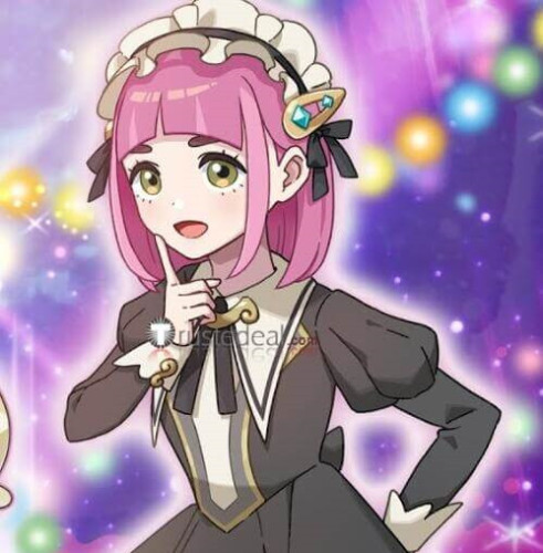 Pokemon Masters EX Lacey Pink Let's Go Green Brown Styled Cosplay Wig