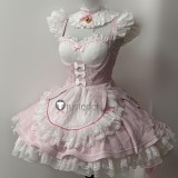 Re Zero Kara Hajimeru Isekai Seikatsu Twins Rem Ram Pink Maid Lolita Cosplay Costume
