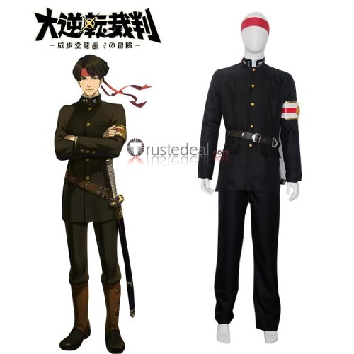 Dai Gyakuten Saiban Naruhodou Ryounosuke no Bouken Defense Attorney Kazuma Asougi University Uniform Black Cosplay Costume 2