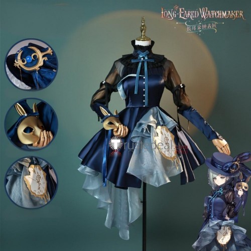 Reverse 1999 Vertin Long Eared Watch Maker Blue Dress Cosplay Costume