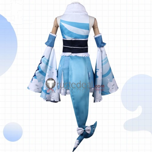 Vtuber Gawr Gura Shark New Year Kimono Blue Cosplay Costume