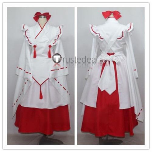 Anime Manga Miko Kimono Red White Cosplay Costume