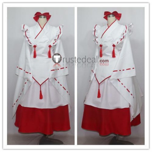Anime Manga Miko Kimono Red White Cosplay Costume