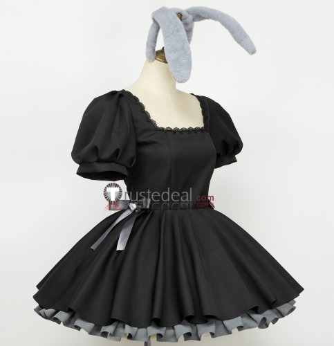 Alien Stage 3rd Anniversary Rabbit Cafe Sua Black Dress Cosplay Costume