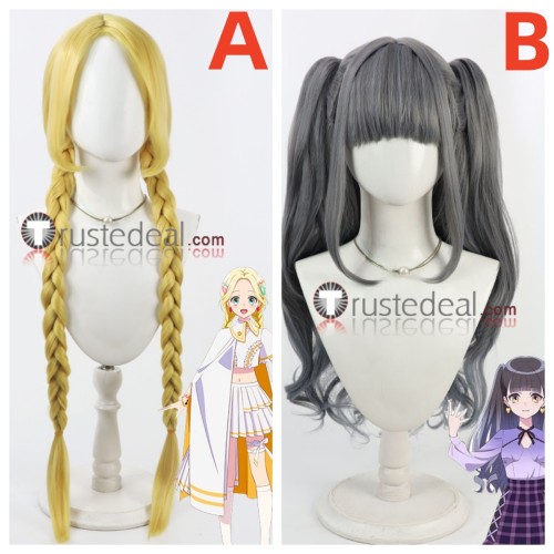 Maebashi Witches Choco Mitsumata Azu Niisato Blonde Grey Cosplay Wig
