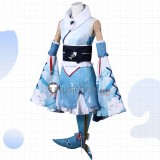 Vtuber Gawr Gura Shark New Year Kimono Blue Cosplay Costume
