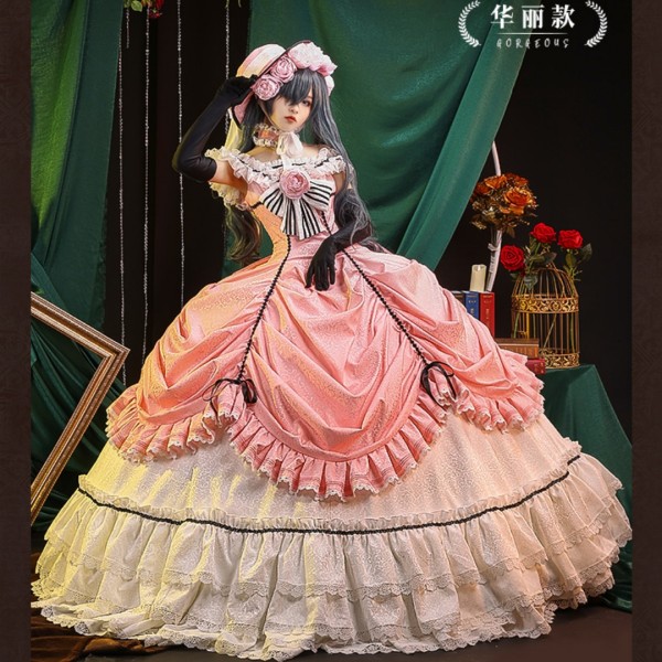 1/3 Delusion Black Butler Kuroshitsuji Lady Ciel Robin Female Pink Lolita Cosplay Costume