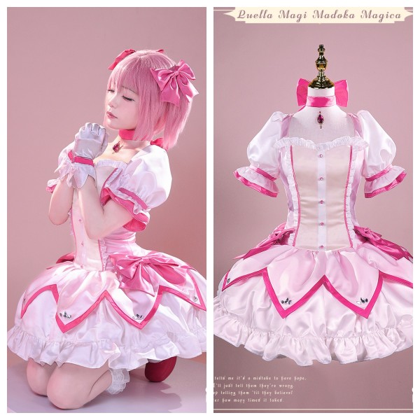 iCOS Puella Magi Madoka Magica Kaname Madoka Pink Cosplay Costume