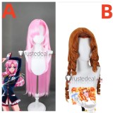 Revolutionary Girl Utena Tenjou Juri Arisugawa Pink Brown Styled Cosplay Wigs