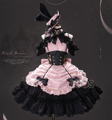 iCOS Kuroshitsuji Black Butler Robin Lady Ciel Phantomhive Fanart Pink Lolita Cosplay Costume