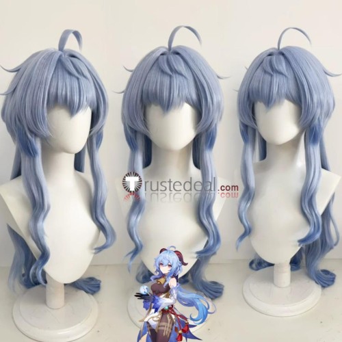 Genshin Impact Ganyu Wriothesley Yelan Blue Black Styled Cosplay Wig