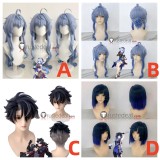 Genshin Impact Ganyu Wriothesley Yelan Blue Black Styled Cosplay Wig