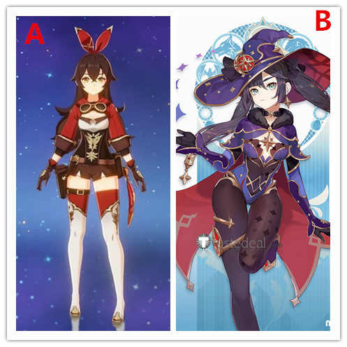 Genshin Impact Pact of Stars and Moon Mona Purple Amber Brown Styled Ponytails Cosplay Wig