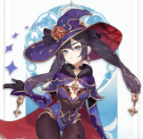 Genshin Impact Pact of Stars and Moon Mona Purple Amber Brown Styled Ponytails Cosplay Wig