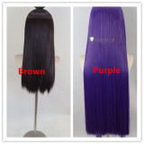 Genshin Impact Pact of Stars and Moon Mona Purple Amber Brown Styled Ponytails Cosplay Wig