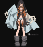 Gachiakuta Amo Empool Riyo Reaper Red Black Brown Orange Styled Cosplay Wig