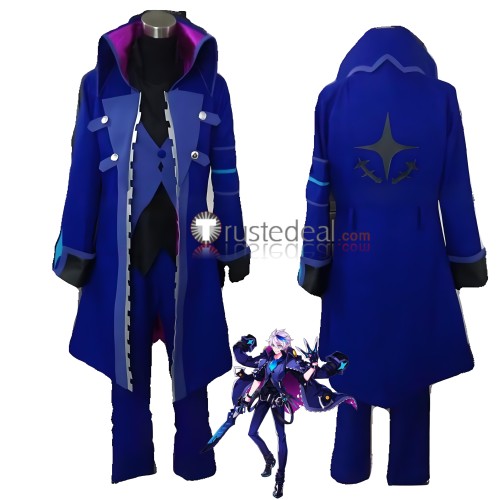 Elsword Ciel Male Dreadlord Blue Outfit Cosplay Costume