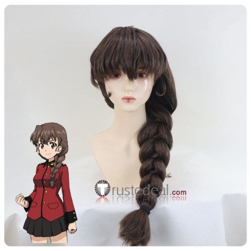 Girls und Panzer Rukuriri Brown Braid Styled Cosplay Wig