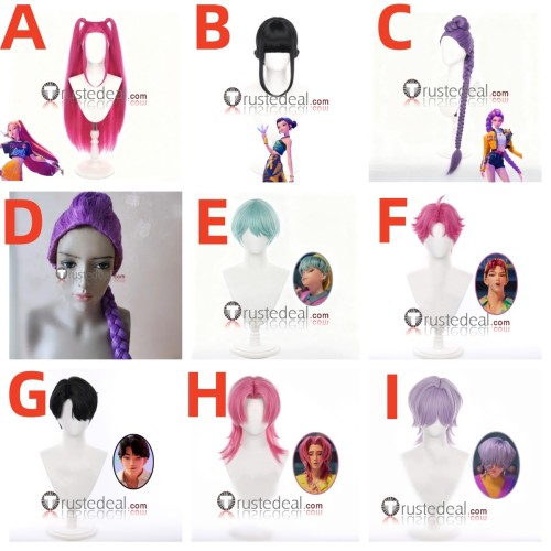 KPop Demon Hunters Film Rumi Mira Zoey Saja Boys Jinu Mystery Abby Baby Romance Black Pink Purple Green Cosplay Wig