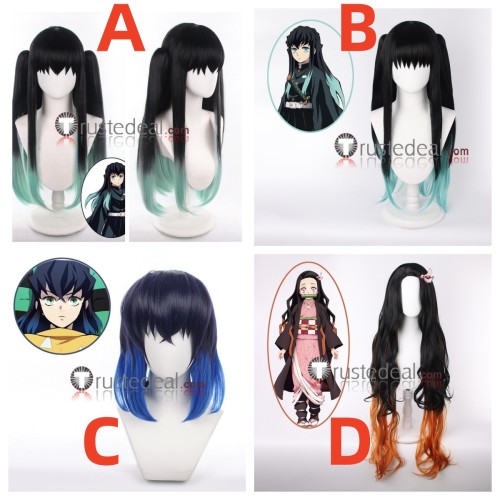 Kimetsu no Yaiba Muichiro Tokito Inosuke Hashibira Nezuko Kamado Black Cosplay Wig