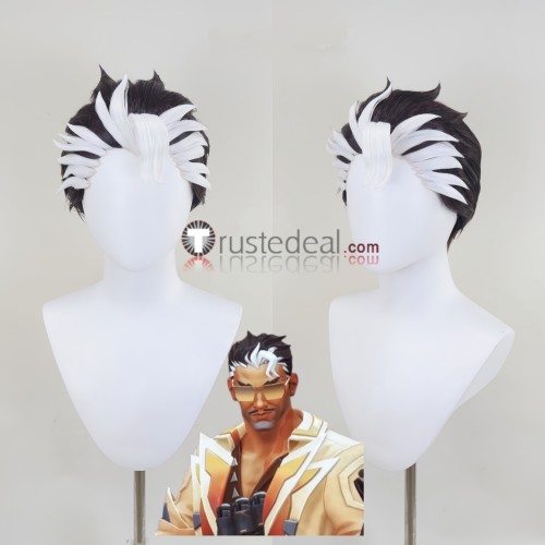 Valorant Agent Tejo Black White Highlight Styled Cosplay Wig