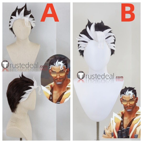 Valorant Agent Tejo Black White Highlight Styled Cosplay Wig