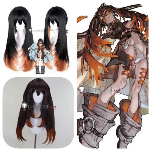 Gachiakuta Amo Empool Black Brown Orange Styled Cosplay Wig 70cm