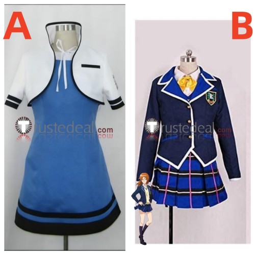 Tokimeki Memorial 4 Girls Side Hanegasaki Academy Summer Female Uniform Blue Cosplay Costume