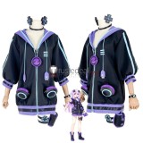Hyperdimension Neptunia Neptune Purple Black Overcoat Cosplay Costume