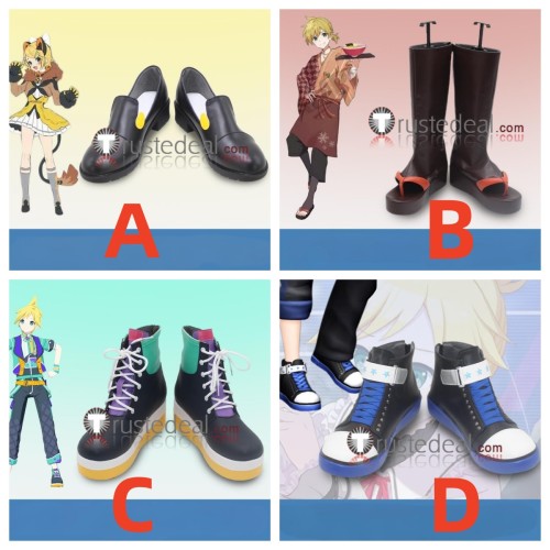 Vocaloid Kagamine Rin Len Magical Mirai Circus PJSK Project Diva X Burning Stone Black Cosplay Shoes Boots