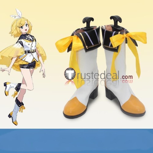 Vocaloid Kagamine Rin 15th Anniversary Magical Mirai 2023 Project Diva X Burning Stone Black White Cosplay Shoes Boots
