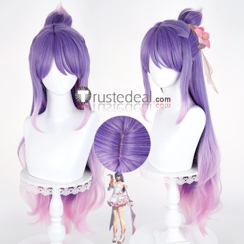 Overwatch 2 Kiriko Hydrangea Legendary Skin Purple Pink Highlight Cosplay Wig