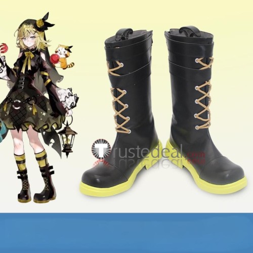 Vocaloid Kagamine Rin 10th Anniversary Magical Mirai 2024 The Raccoon Black White Cosplay Shoes Boots