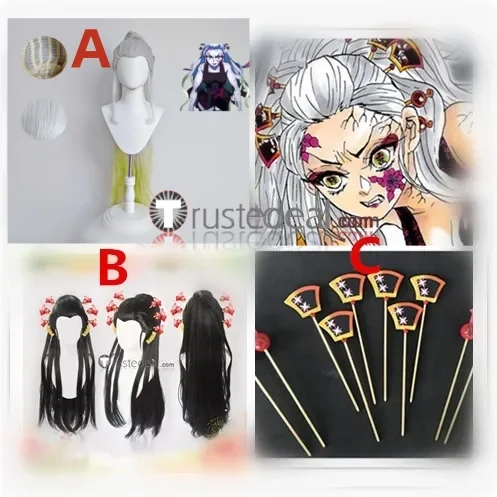 Demon Slayer Kimetsu no Yaiba Daki Cosplay Wigs Oiran Hairpins Accessories