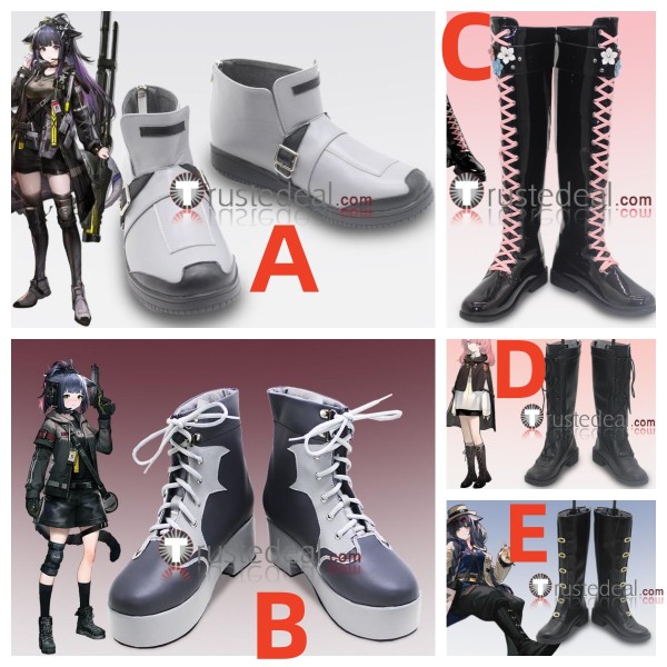 Arknights Young Lemuen Jessica Black Grey Cosplay Shoes Boots