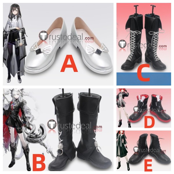Arknights Priestess Lemuen Lappland Black Silver Cosplay Shoes Boots