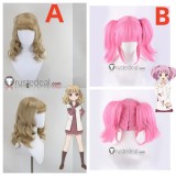 YuruYuri Sakurako Ohmuro Chinatsu Brown Yoshikawa Pink Ponytails Cosplay Wigs
