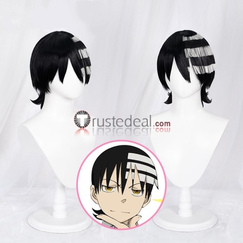 Soul Eater Death the Kid Tsubaki Nakatsukasa Black Styled Cosplay Wig