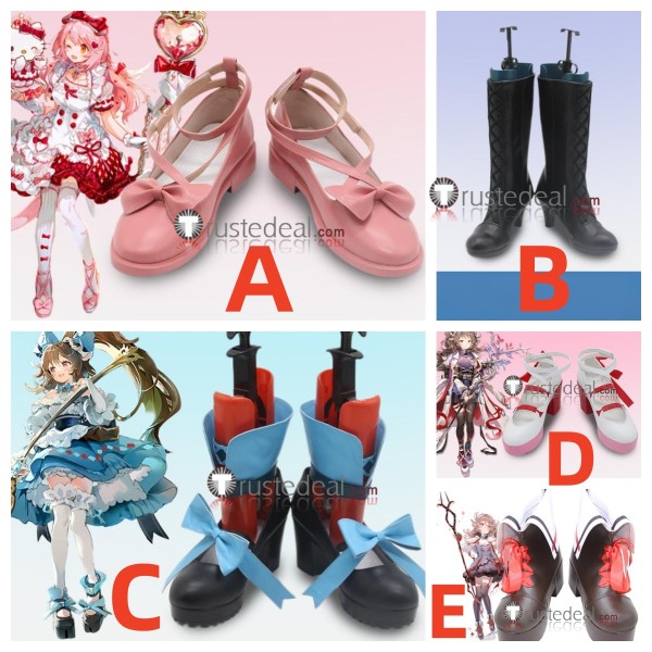 Arknights Specter Goldenglow Sanrio Collaboration Eyjafjalla the Hvít Aska Black Pink White Brown Cosplay Shoes Boots